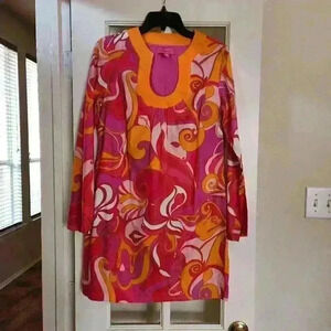 Banana Republic Trina Turk Retro Funky 60s Style Silk Cotton Dress Sz 8 See Desc